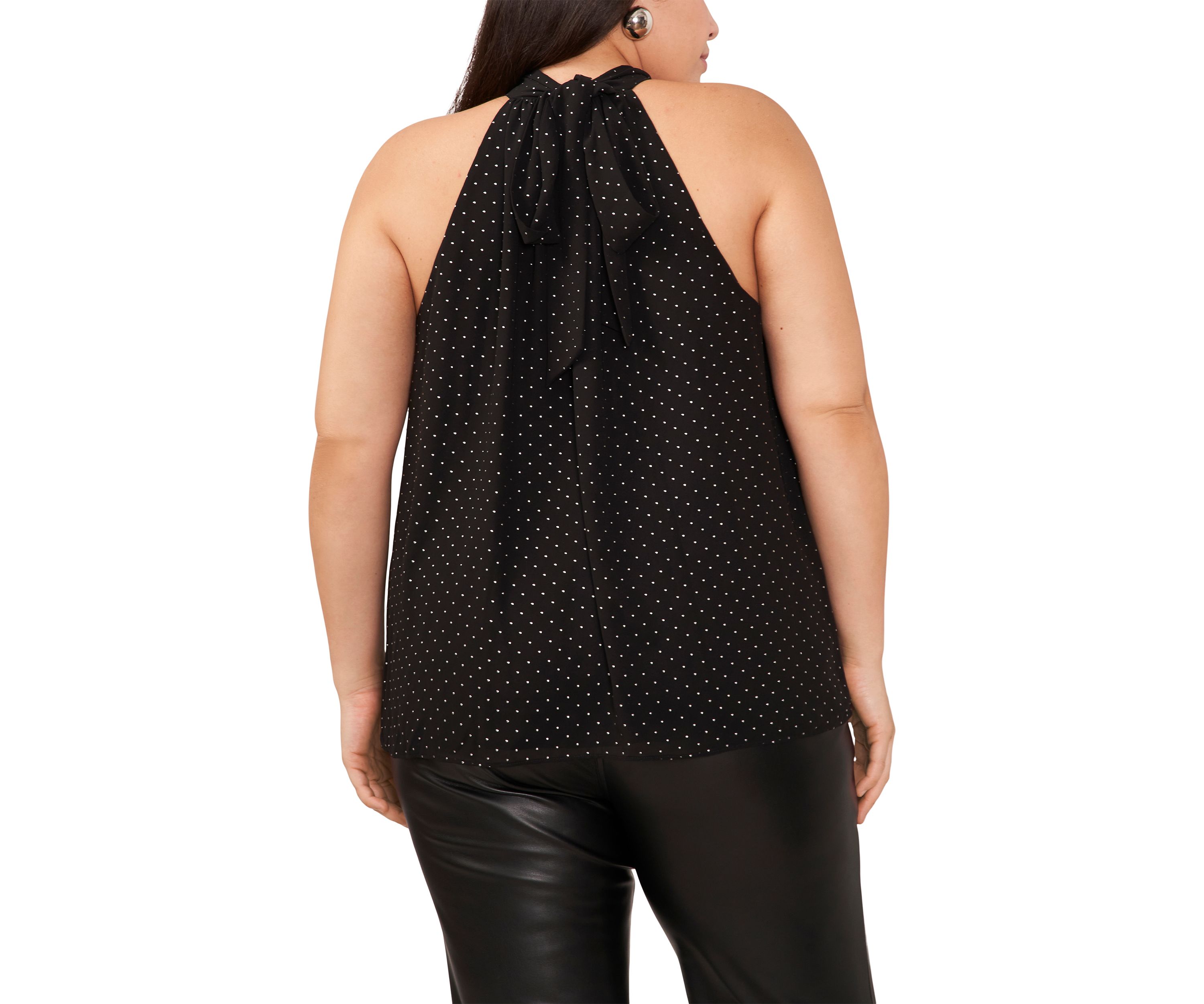 Plus Size Sleeveless Nailhead Halter Top 
