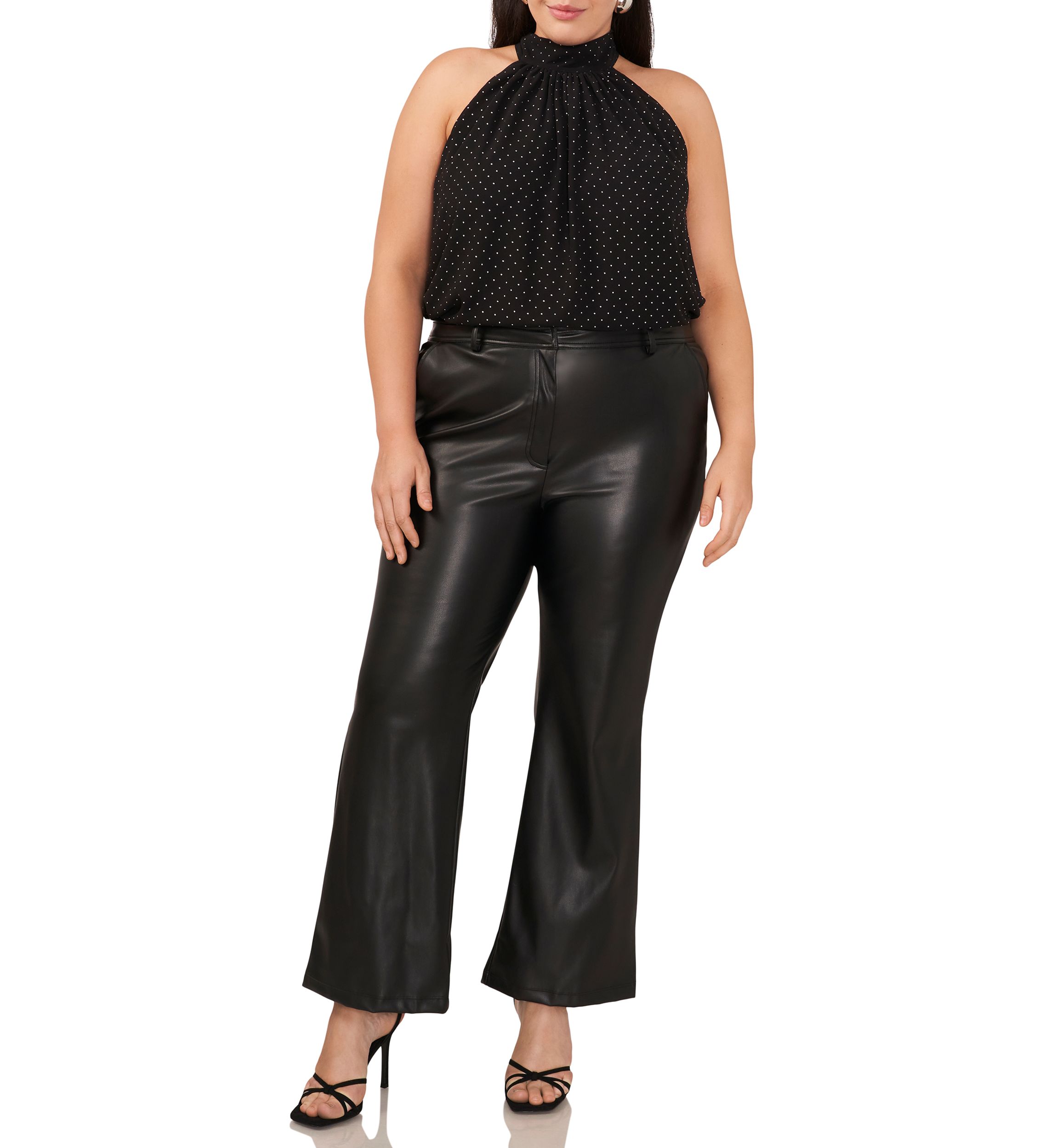 Plus Size Sleeveless Nailhead Halter Top 