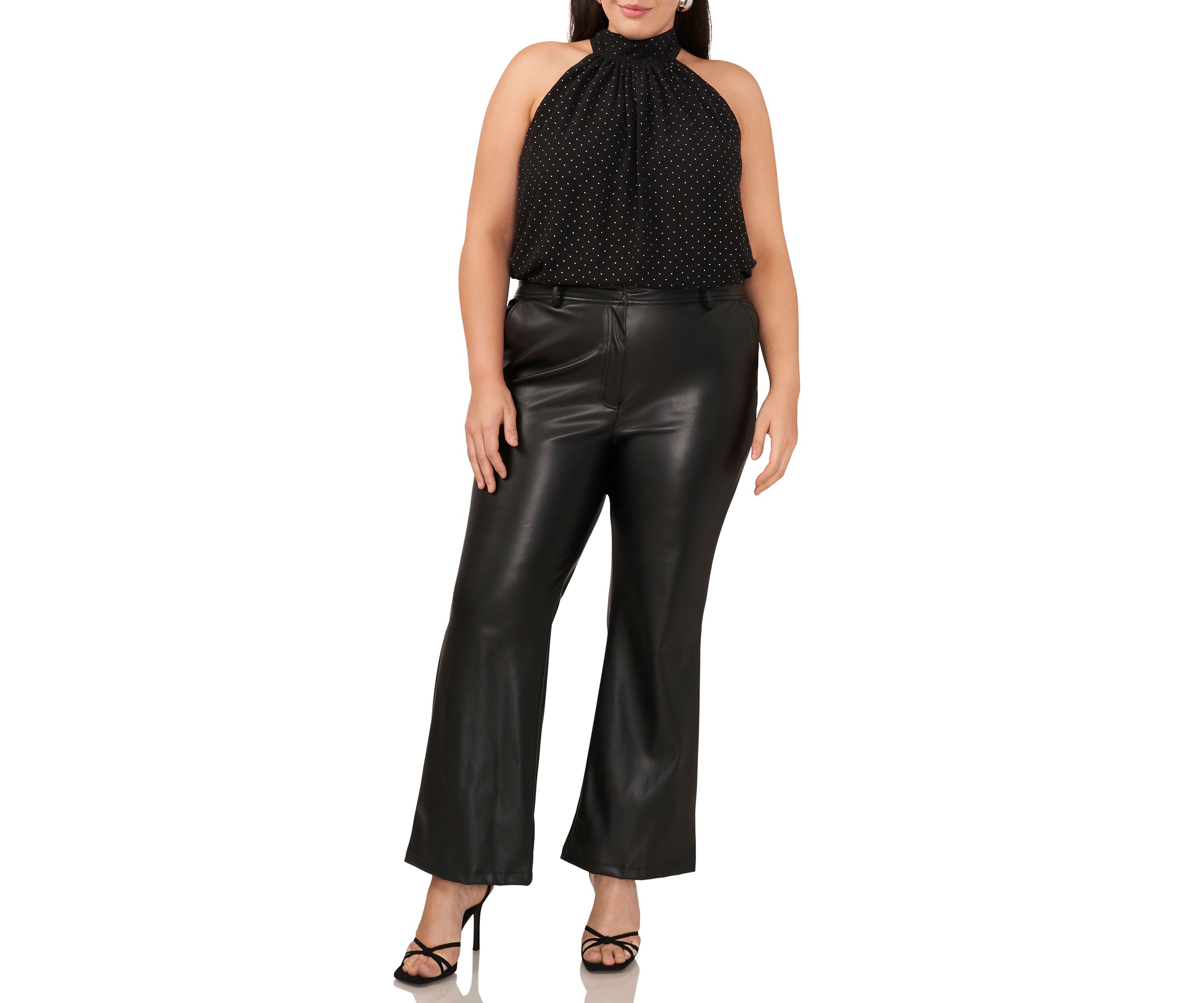 Plus Size Sleeveless Nailhead Halter Top 
