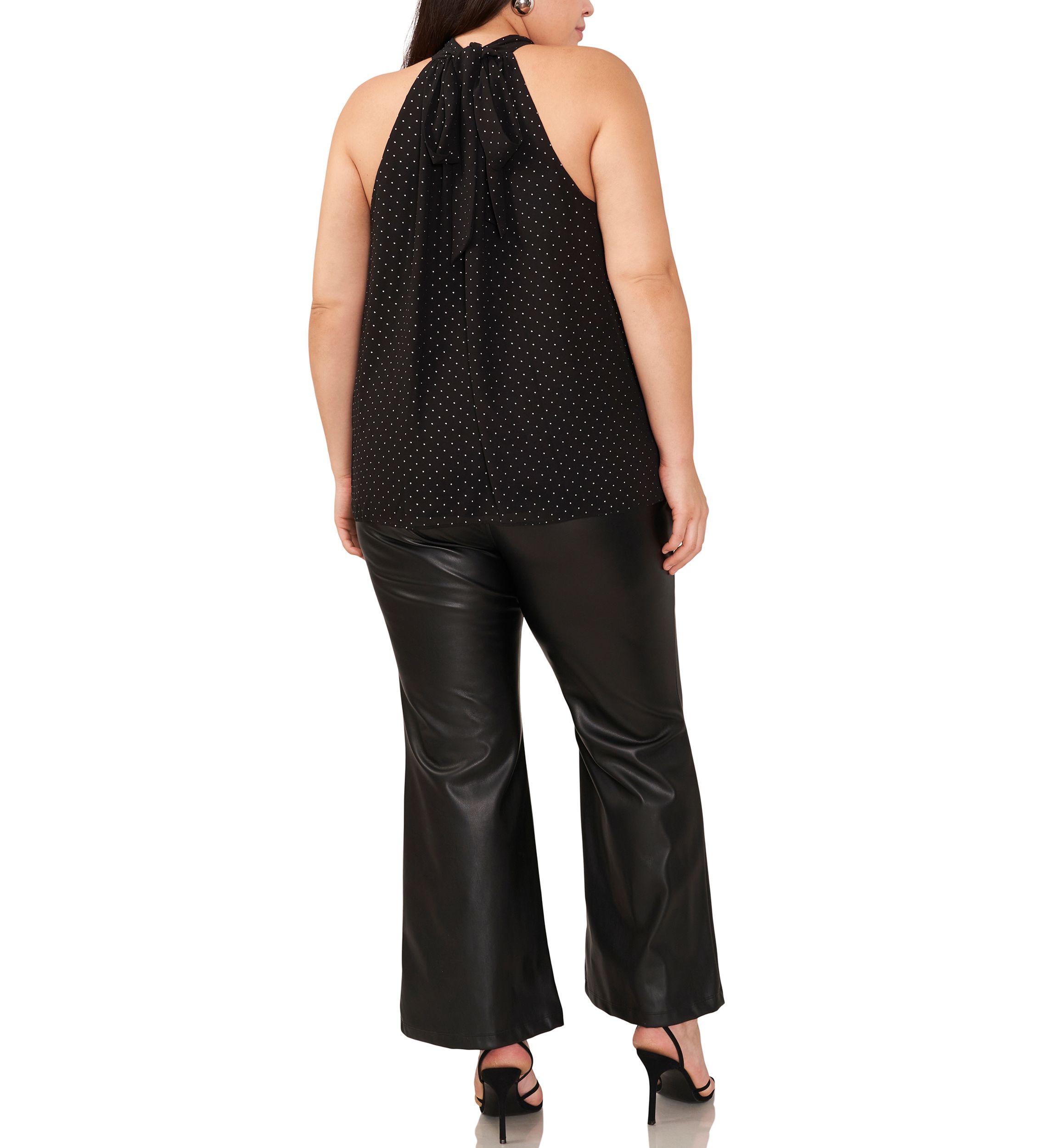 Plus Size Sleeveless Nailhead Halter Top 