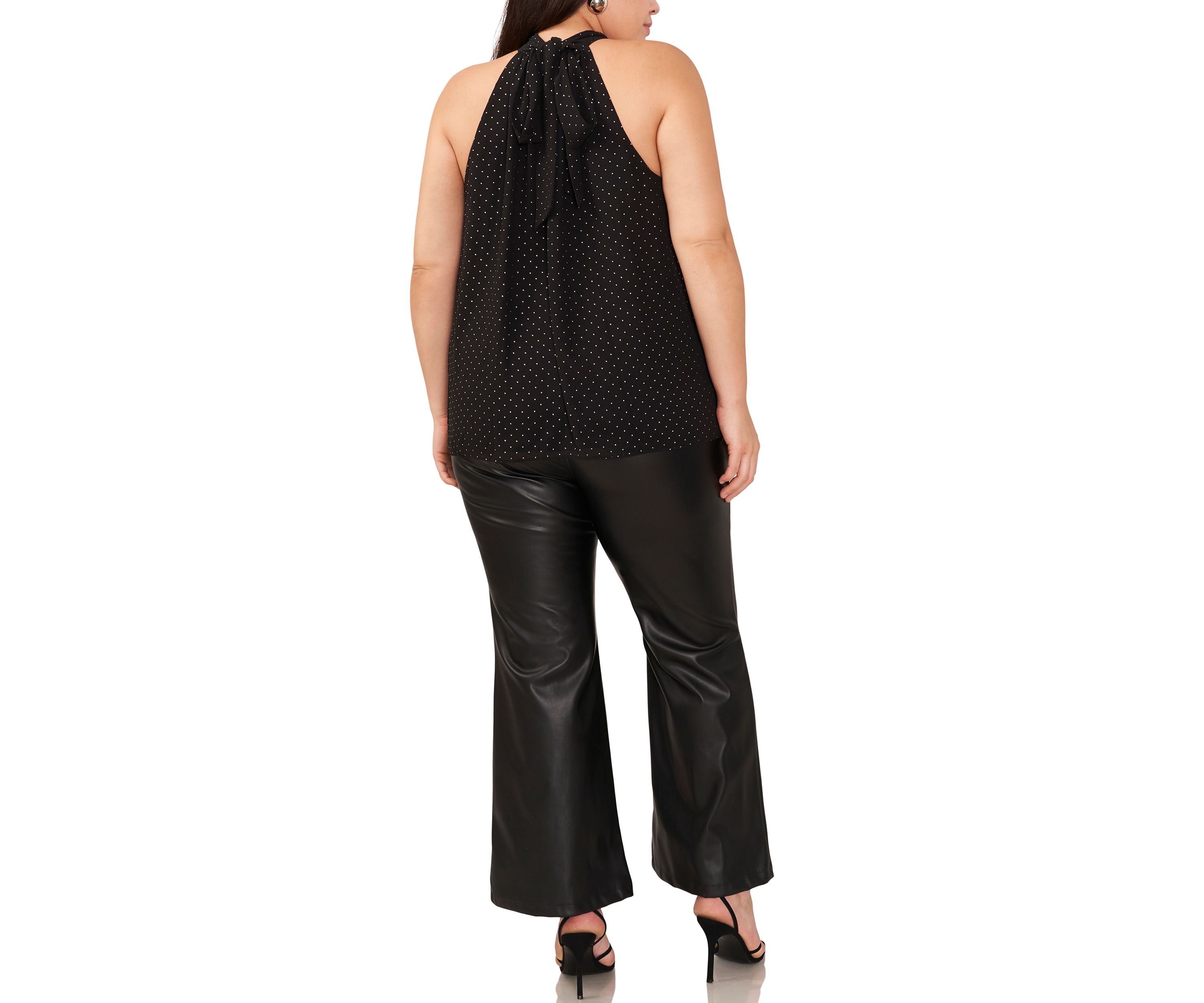 Plus Size Sleeveless Nailhead Halter Top 