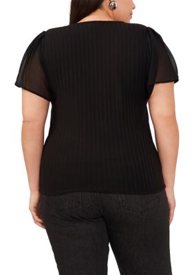 Plus Flutter Sleeve V-Neck Top