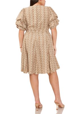 Plus Puff Sleeve High Low Mini Dress