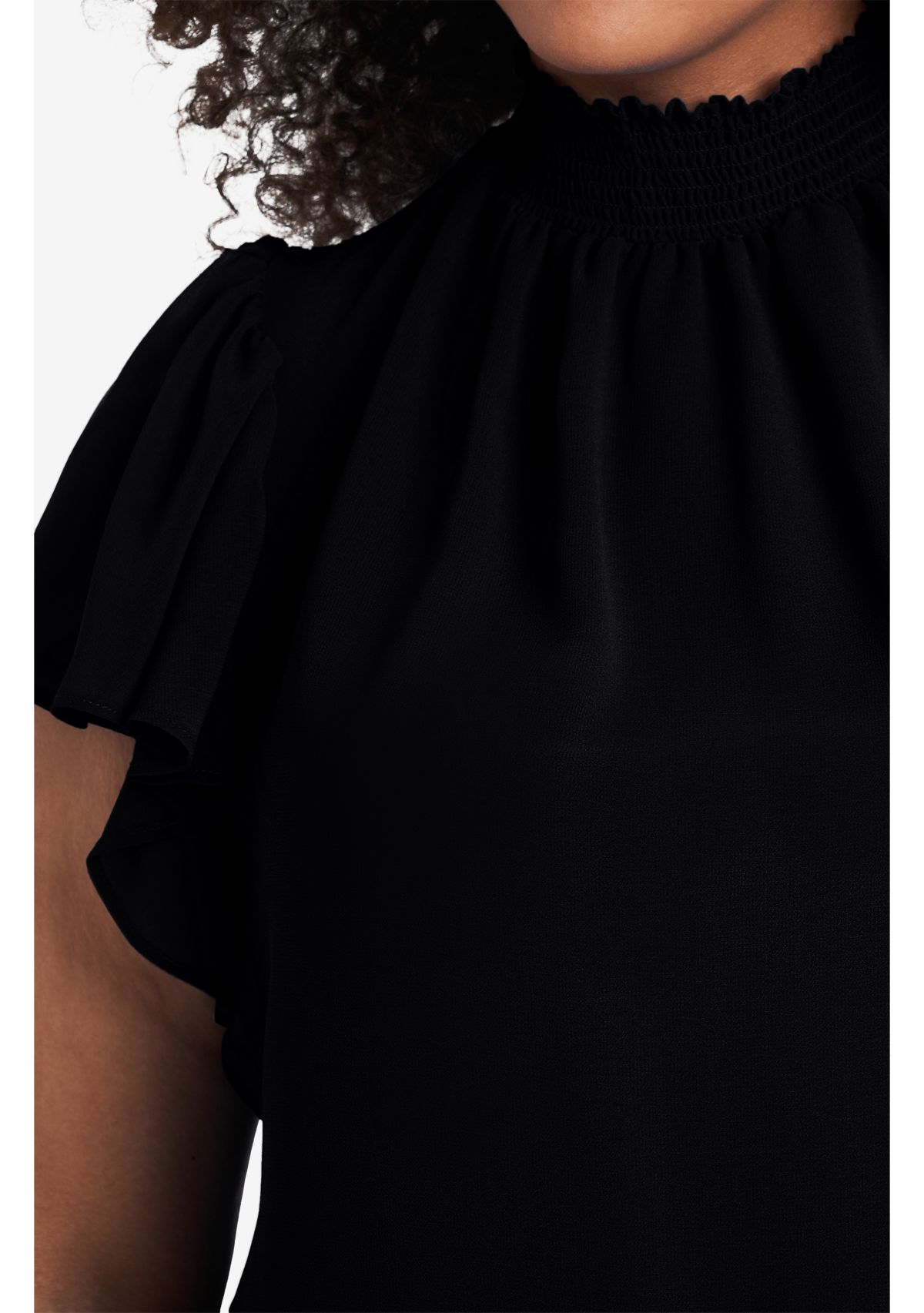 Plus Size Flutter Sleeve Mock Neck Top 