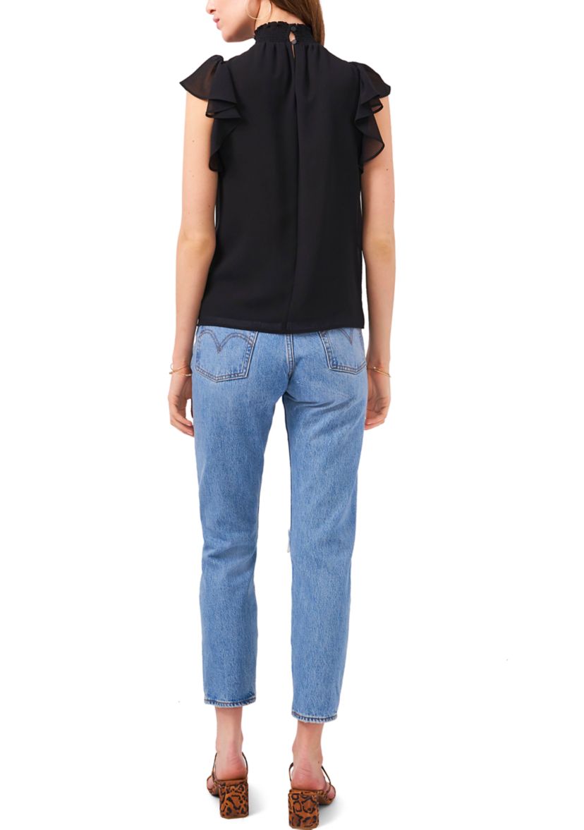 Plus Size Flutter Sleeve Mock Neck Top 