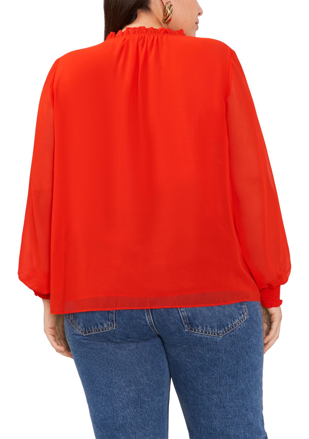 Plus Size Pleated Yoke V-Neck Top