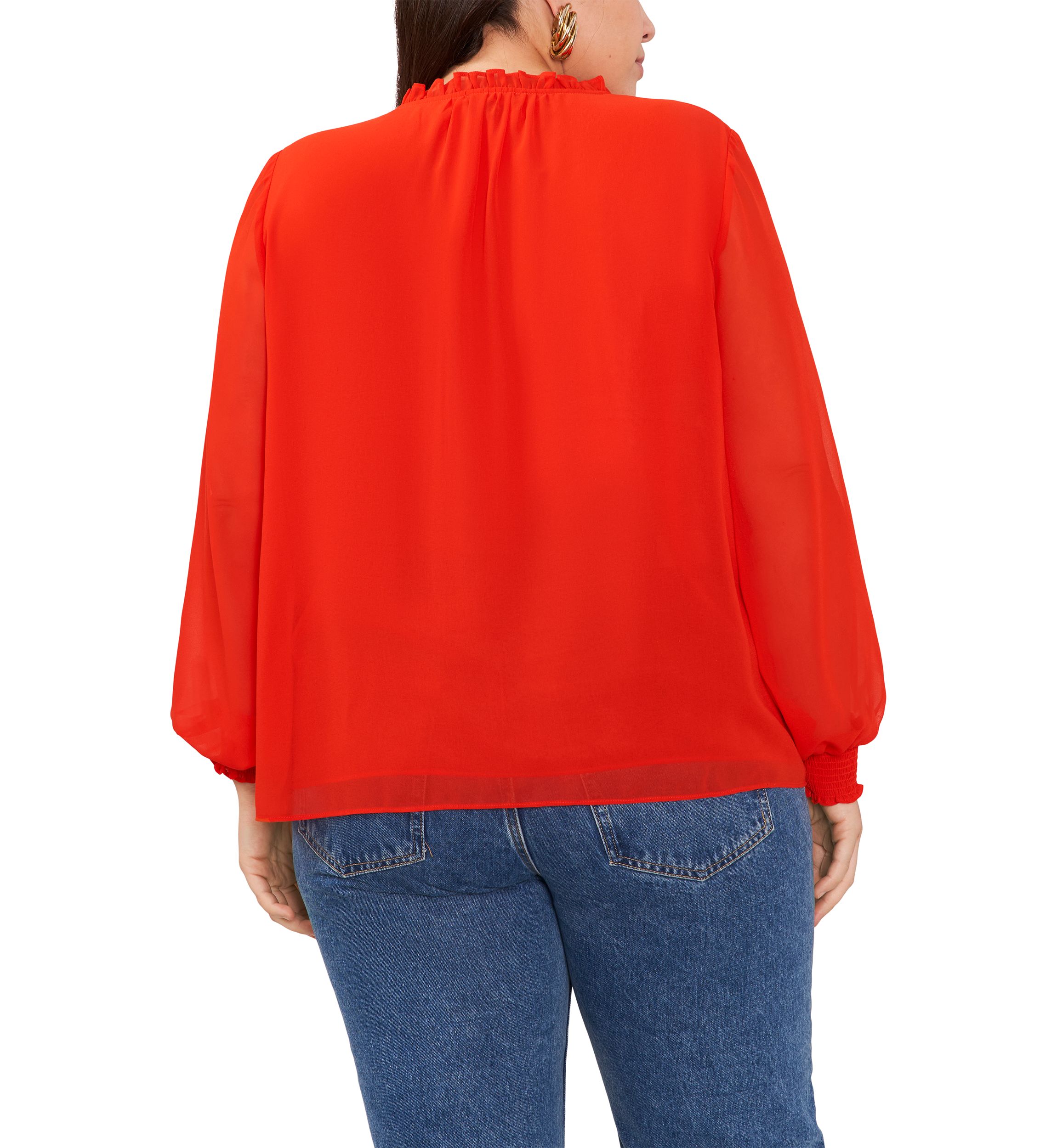 Plus Size Pleated Yoke V-Neck Top
