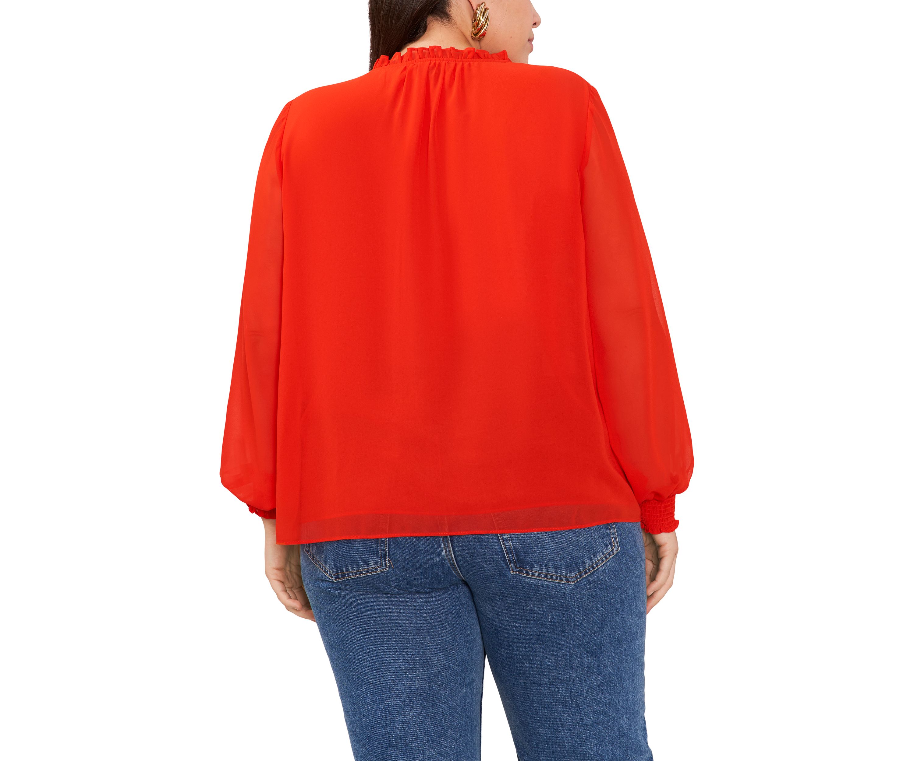 Plus Size Pleated Yoke V-Neck Top