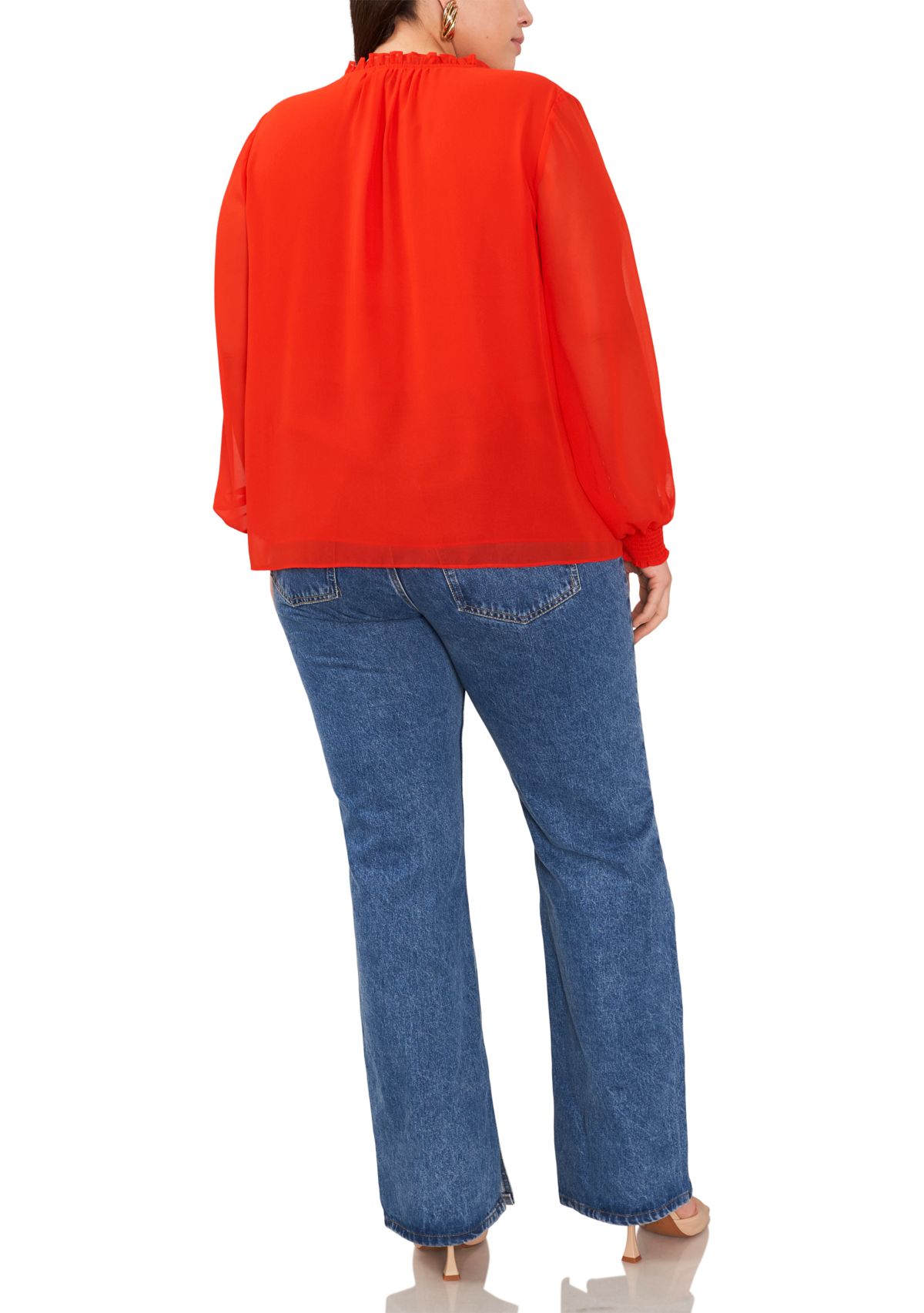 Plus Size Pleated Yoke V-Neck Top