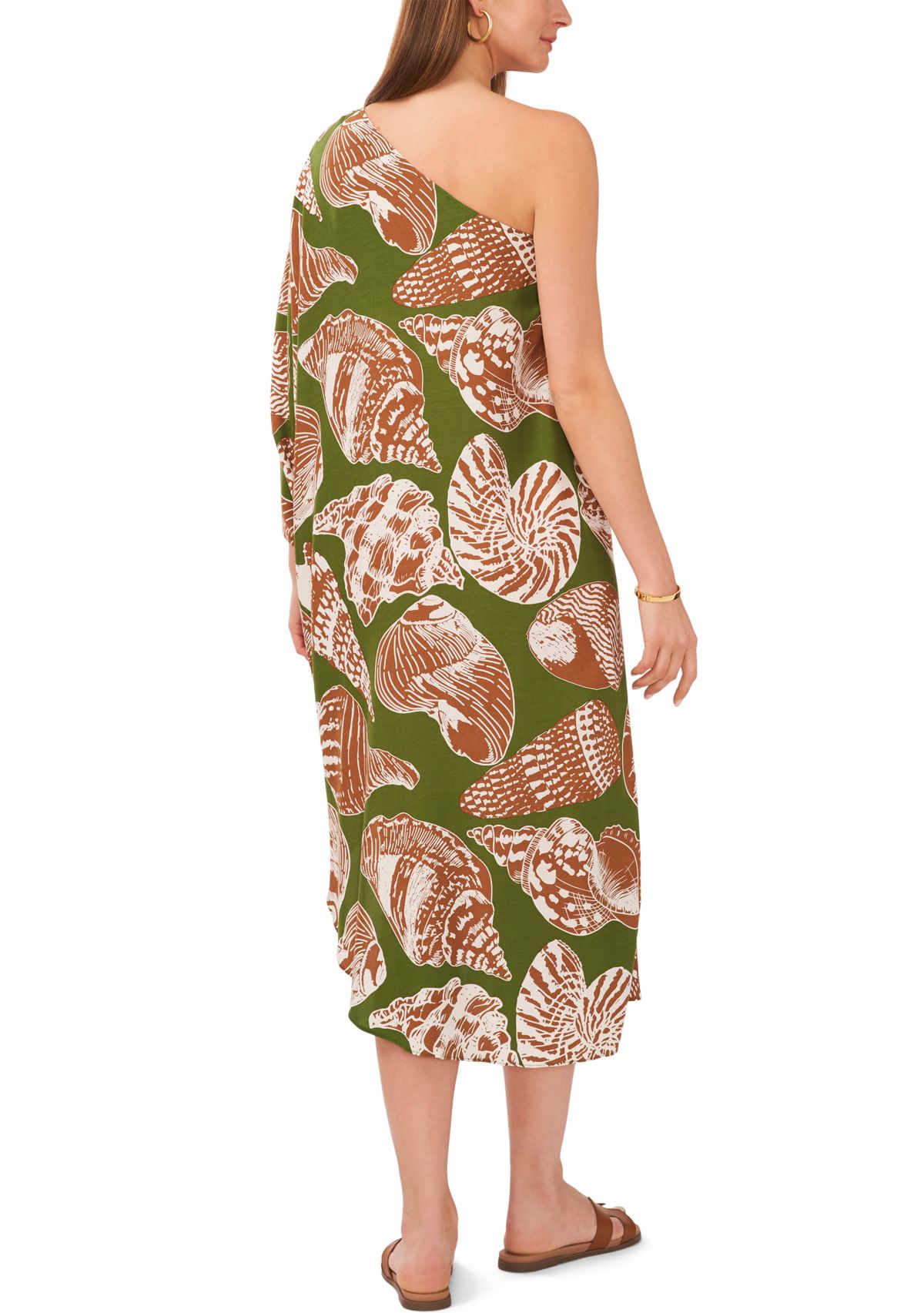 Womens Challis One-Shoulder Swim Cover-Up 