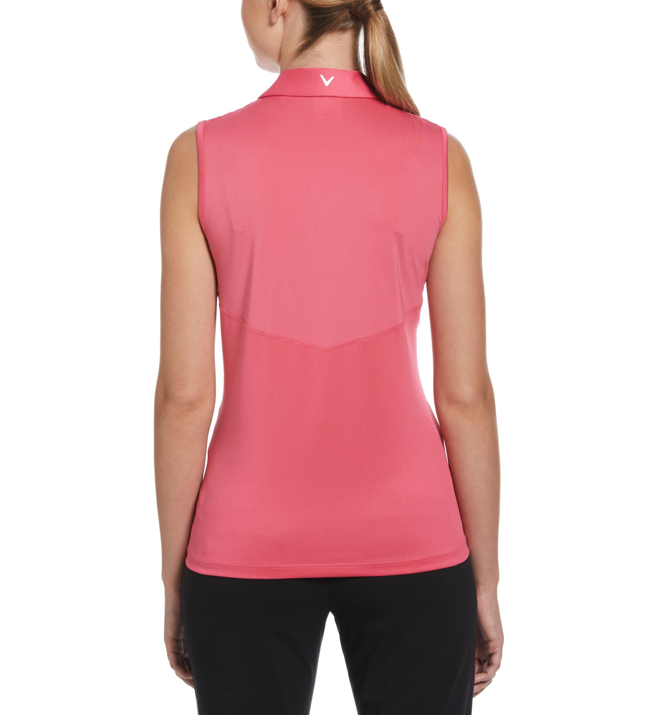 Printed Sleeveless 1/4 Zip Polo Top
