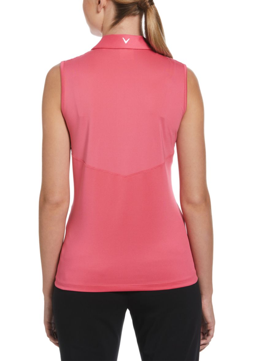 Printed Sleeveless 1/4 Zip Polo Top