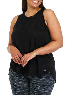 HUE Plus Size Graphic-Print Muscle Tee 1X Bleached Denim