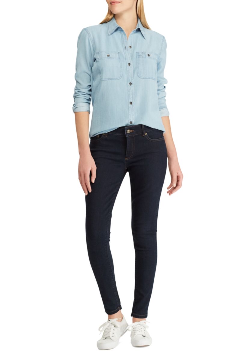white christmas dresses Shoals Denim Shirttail Dress in Dark Indigo main image 1