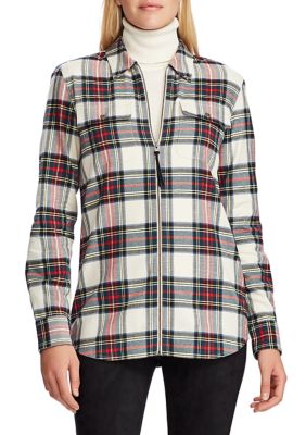 Chaps Women's Plaid Zip Front Shirt | belk