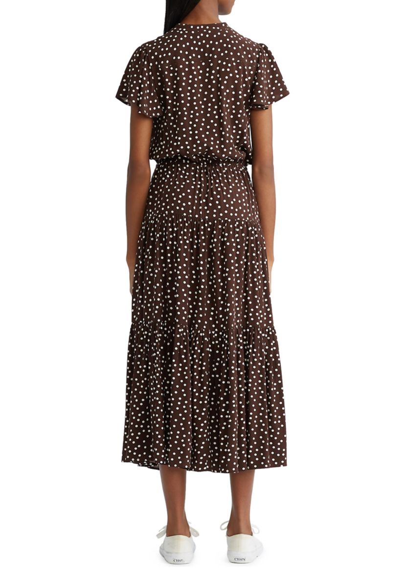 Womens Tiered Flutter Sleeve Dress