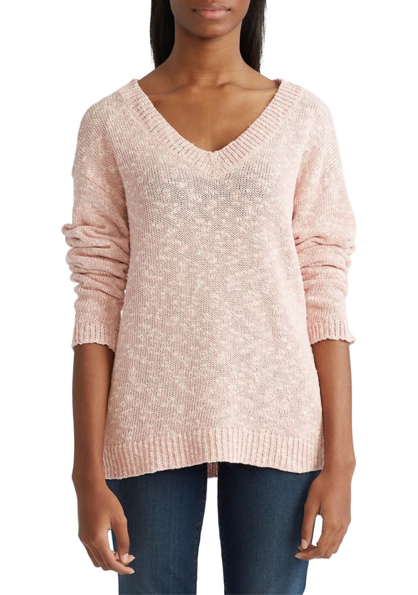 Womens Cotton V-Neck Sweater 
