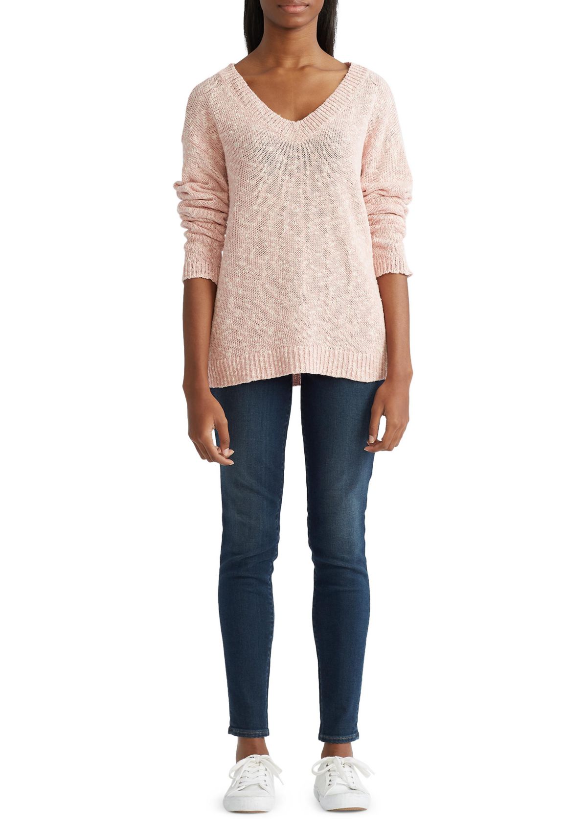 Womens Cotton V-Neck Sweater 