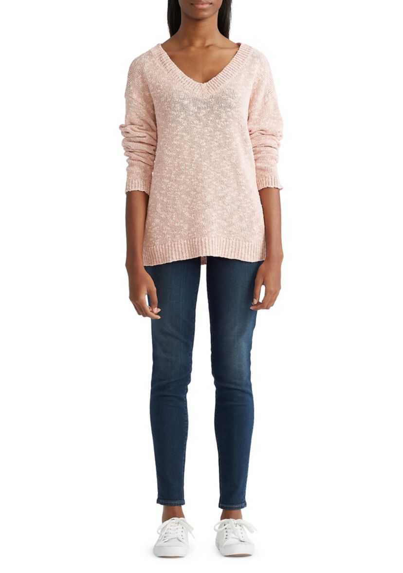 Womens Cotton V-Neck Sweater 