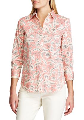 Chaps Petite No Iron 3/4 Sleeve Button Down Shirt | belk