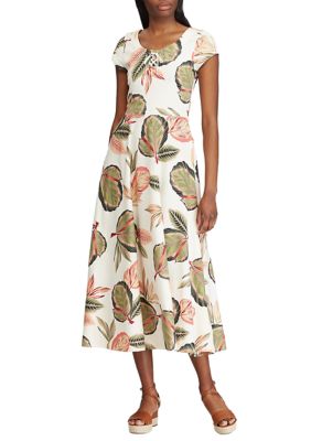 Chaps Petite Printed Fit and Flare Dress belk