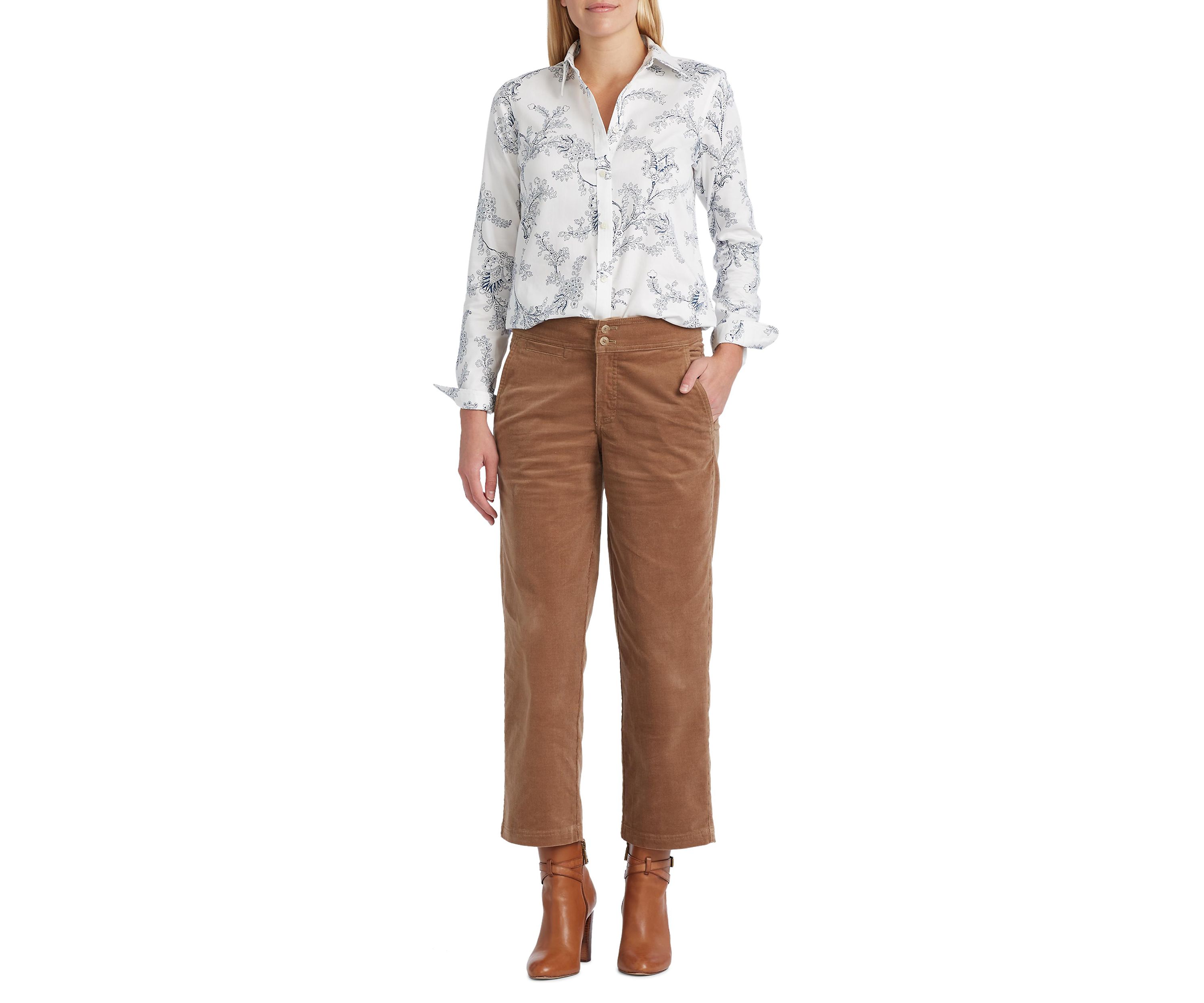 Petite Cropped Corduroy Wide-Leg Pants