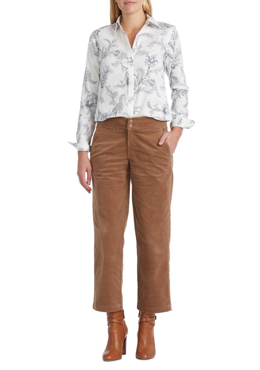 Petite Cropped Corduroy Wide-Leg Pants