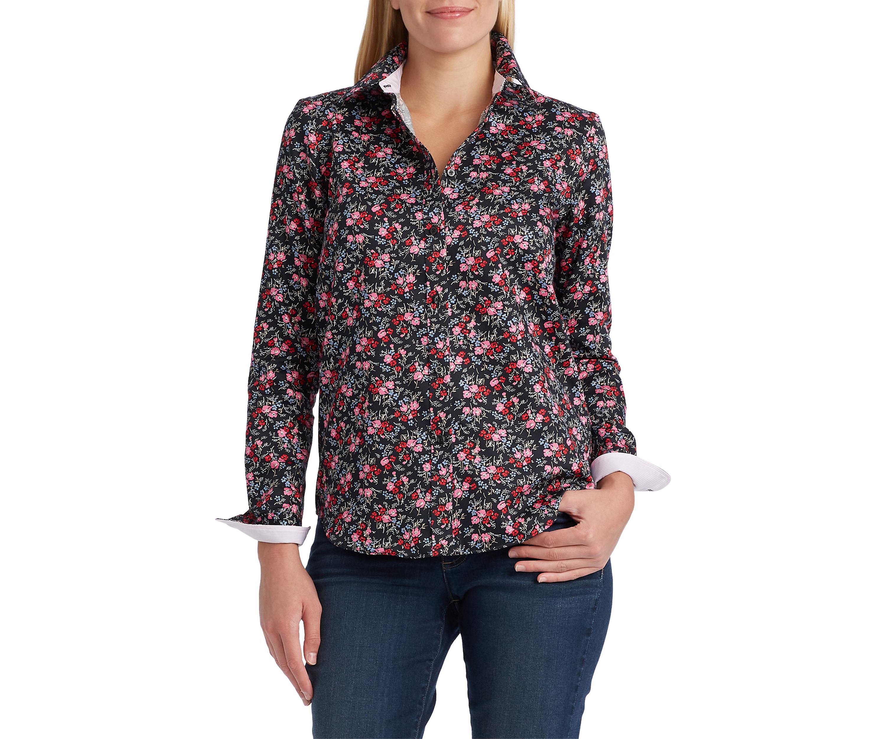 Petite No Iron Long Sleeve Button Down Shirt