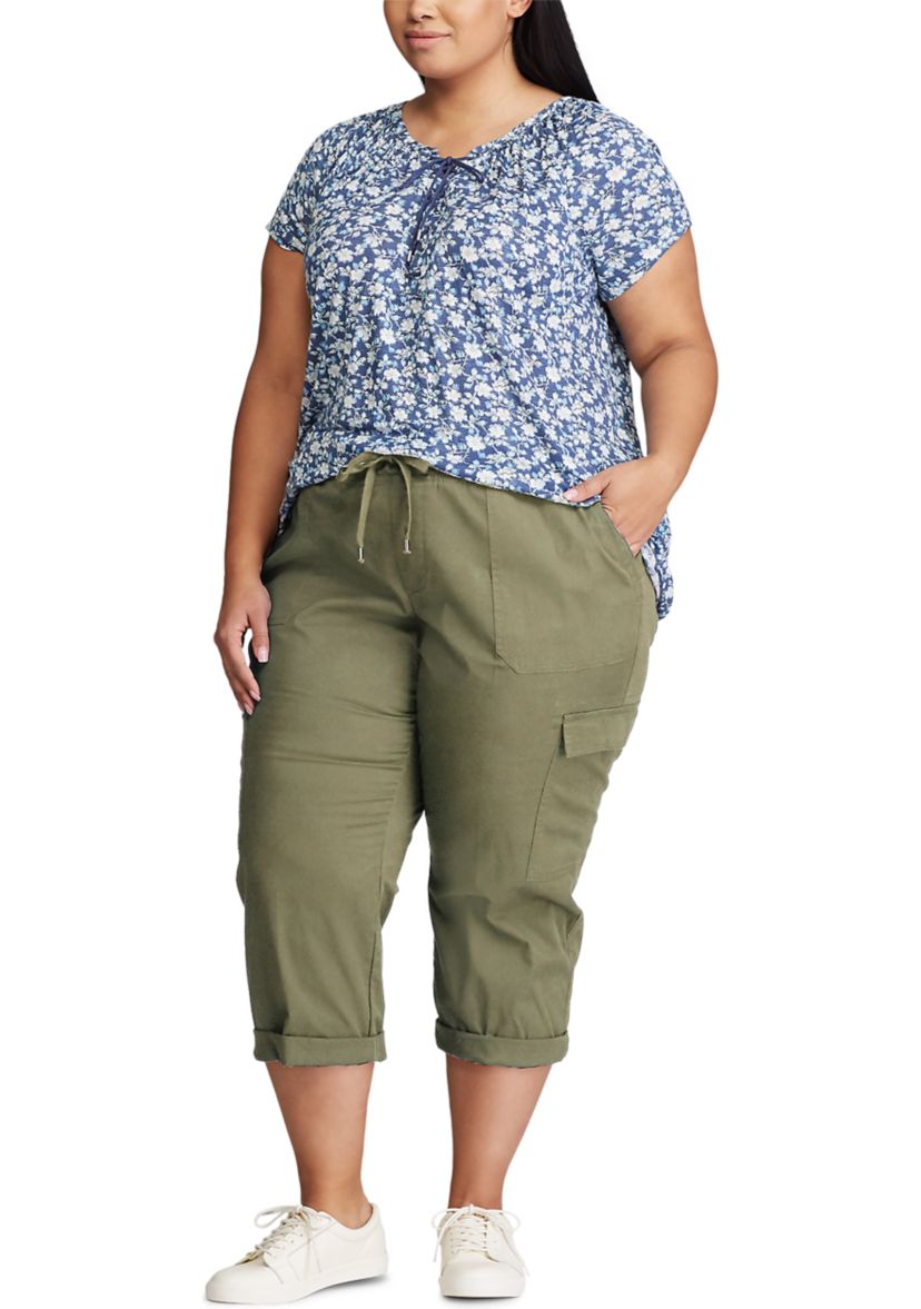 Plus Size Stretch Cotton Capri Pants