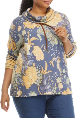 Chaps Plus Size Jacquard Cowl Neck Top | belk