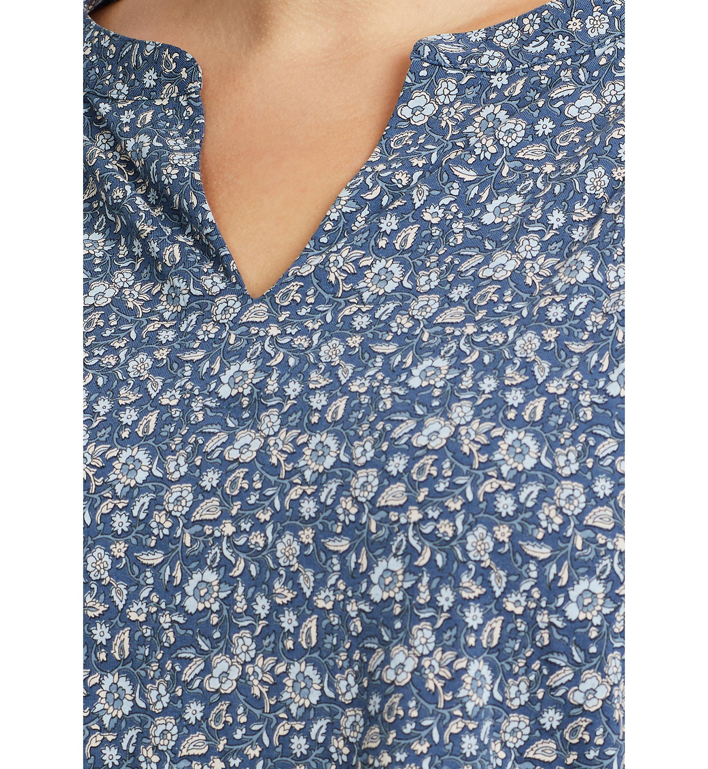 	  Plus Size Shirred Cotton Top 