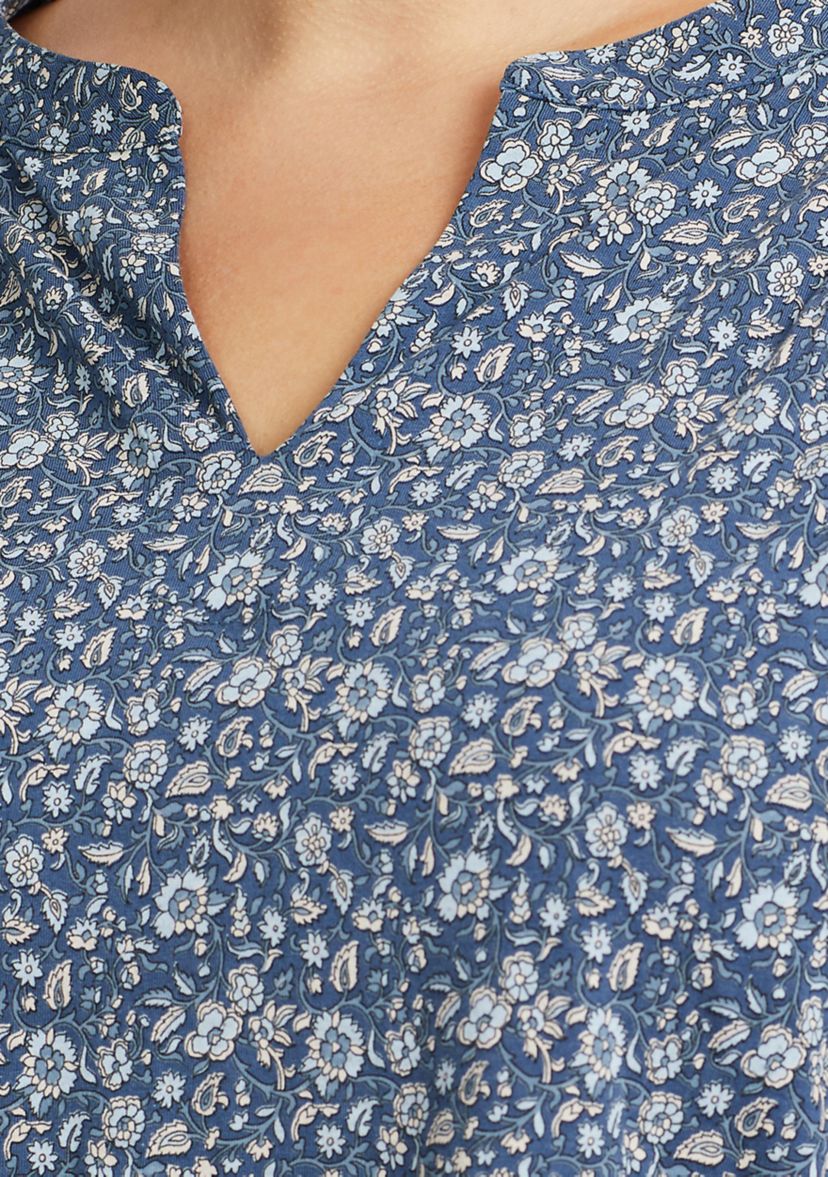 	  Plus Size Shirred Cotton Top 