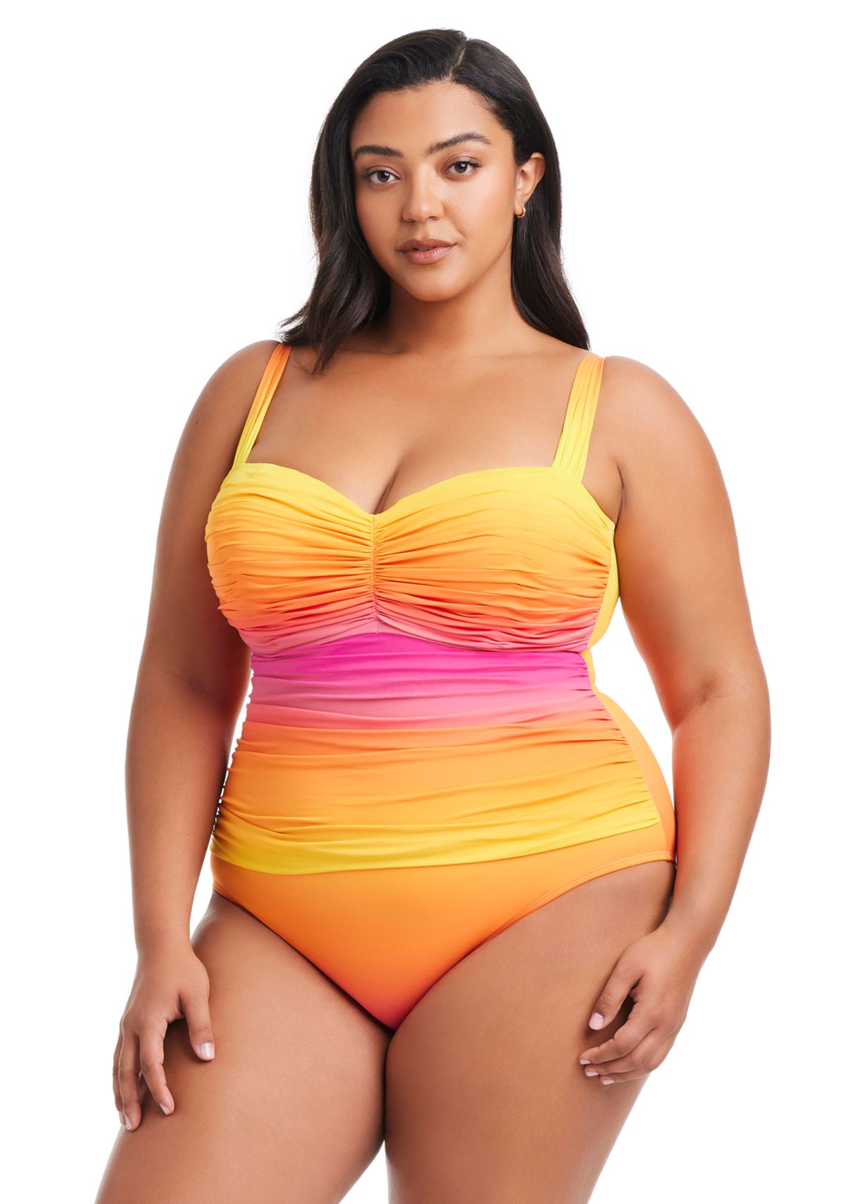 Beat The Heat Shirred Bandeau One Piece Swimsuit 