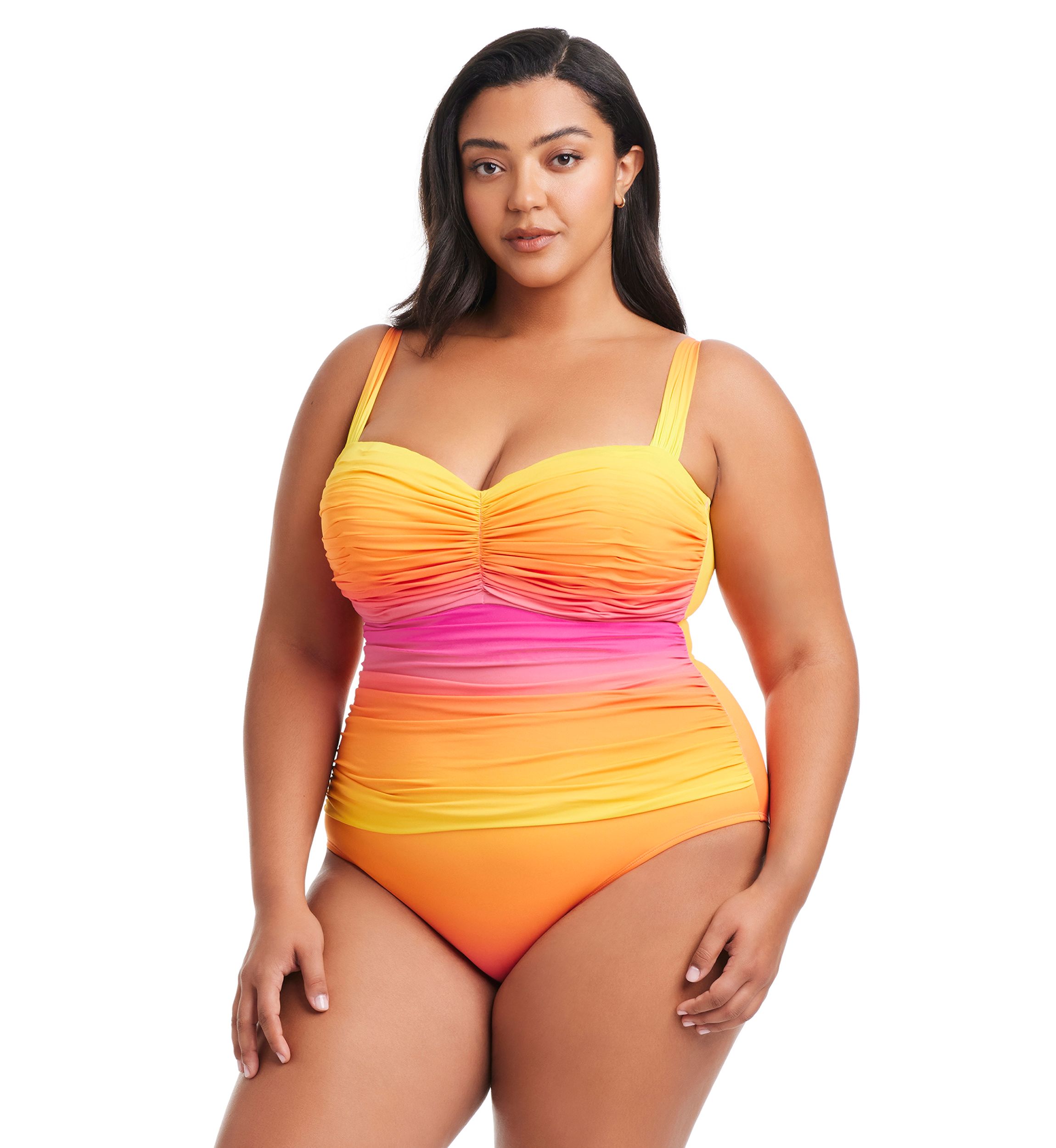 Beat The Heat Shirred Bandeau One Piece Swimsuit 