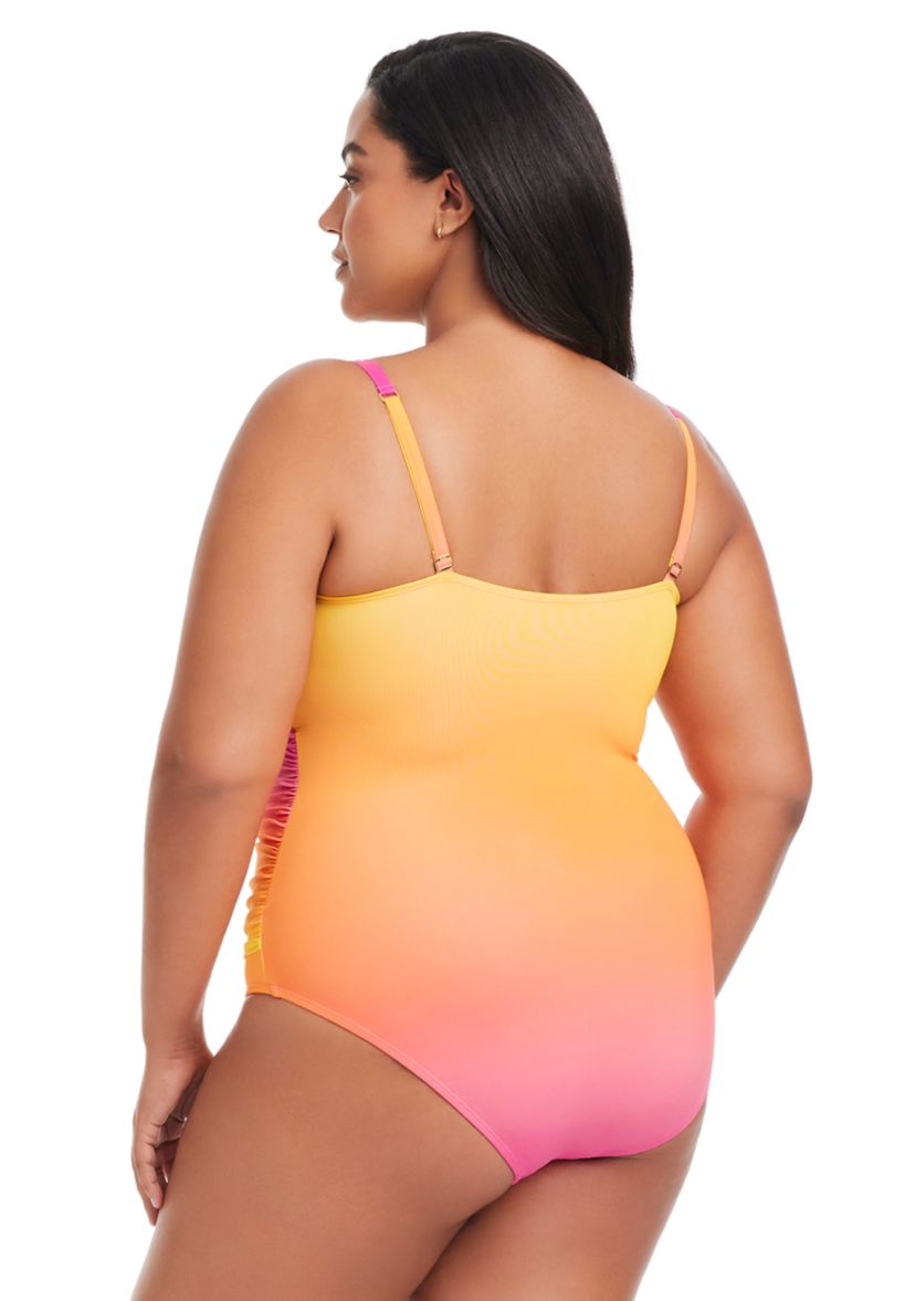 Beat The Heat Shirred Bandeau One Piece Swimsuit 