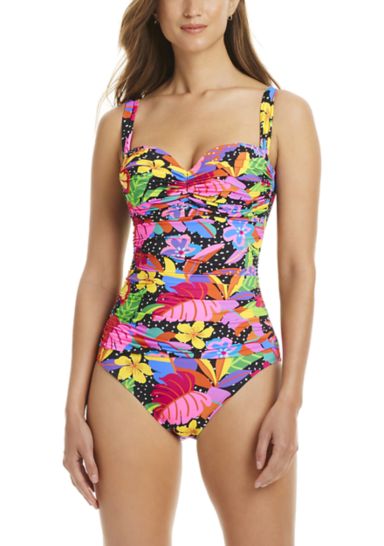 Extra Bold Shirred Bandeau One Piece Swimsuit 