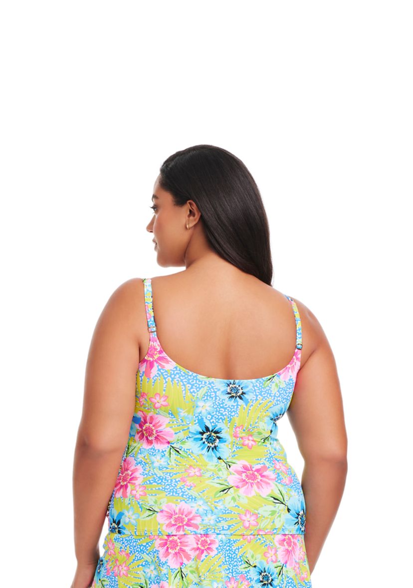 Plus Size Lets Get Away Tankini Swim Top