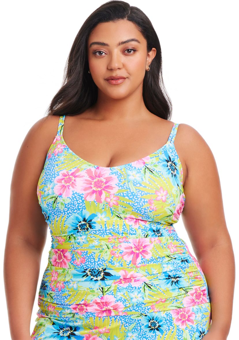 Plus Size Lets Get Away Tankini Swim Top