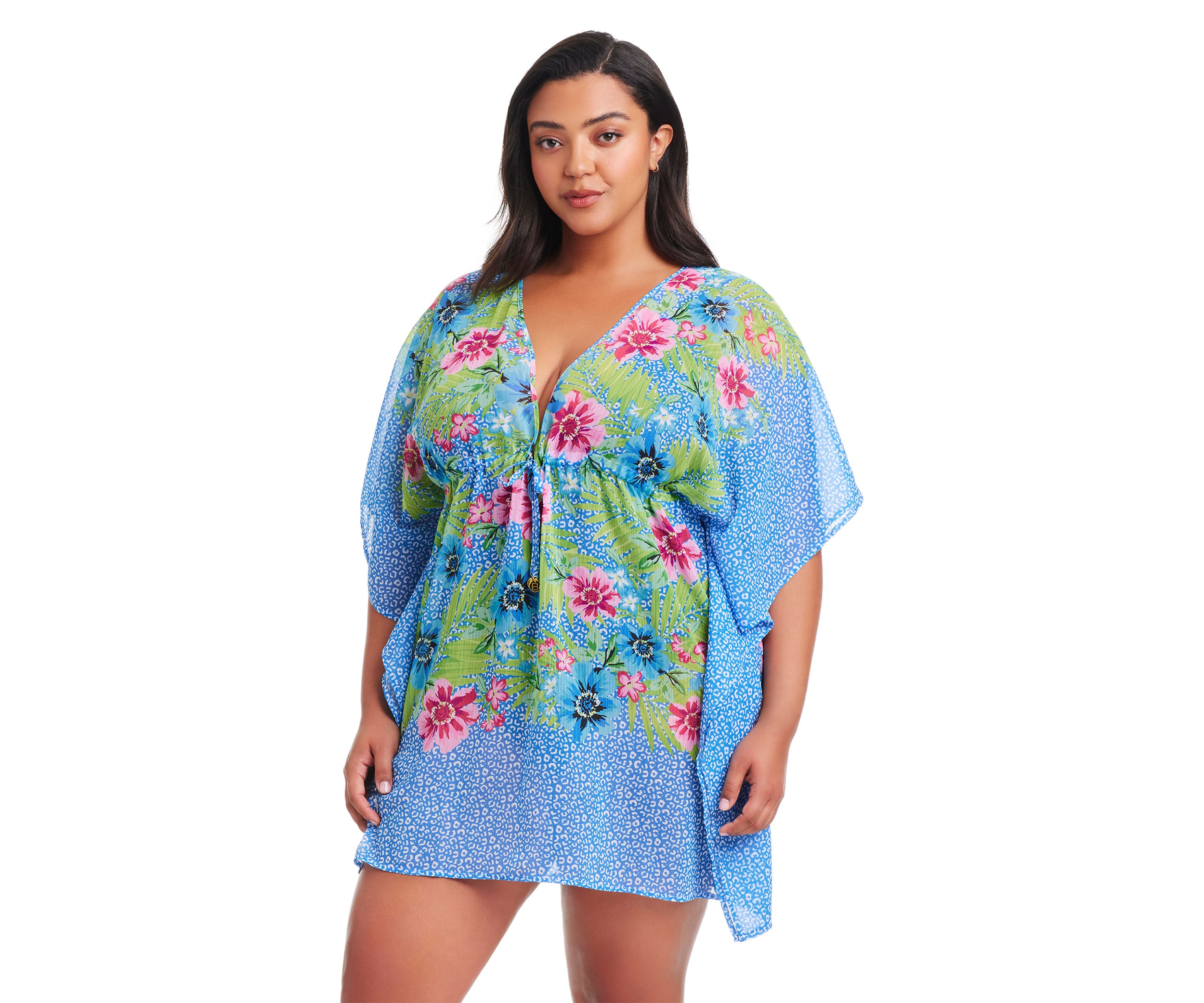 Plus Size Lets Get Away Chiffon Caftan Swim Coverup
