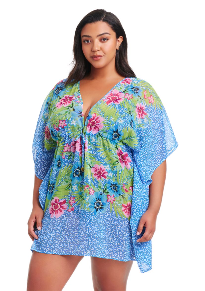 Plus Size Lets Get Away Chiffon Caftan Swim Coverup