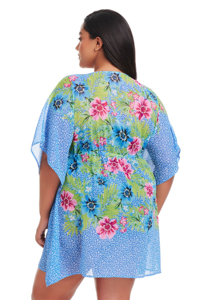 Plus Size Lets Get Away Chiffon Caftan Swim Coverup