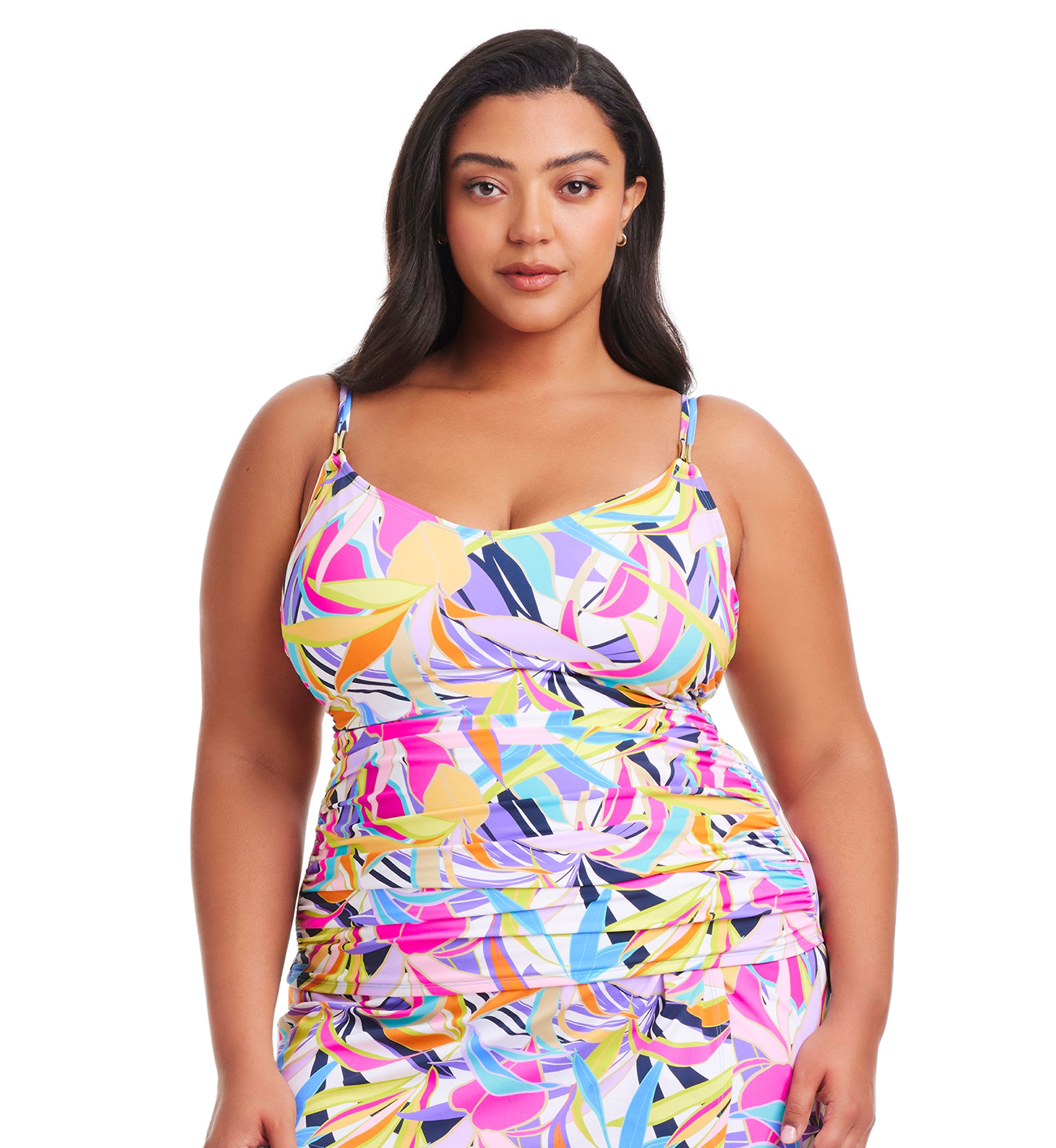 Plus Size Living Color Tankini Swim Top