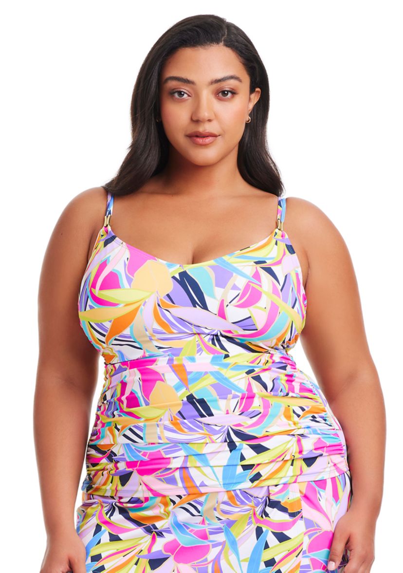 Plus Size Living Color Tankini Swim Top