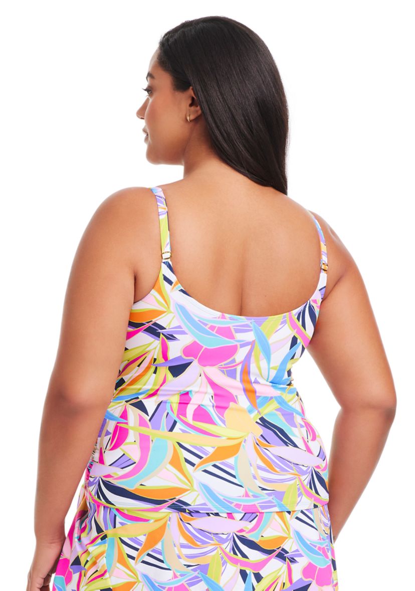 Plus Size Living Color Tankini Swim Top