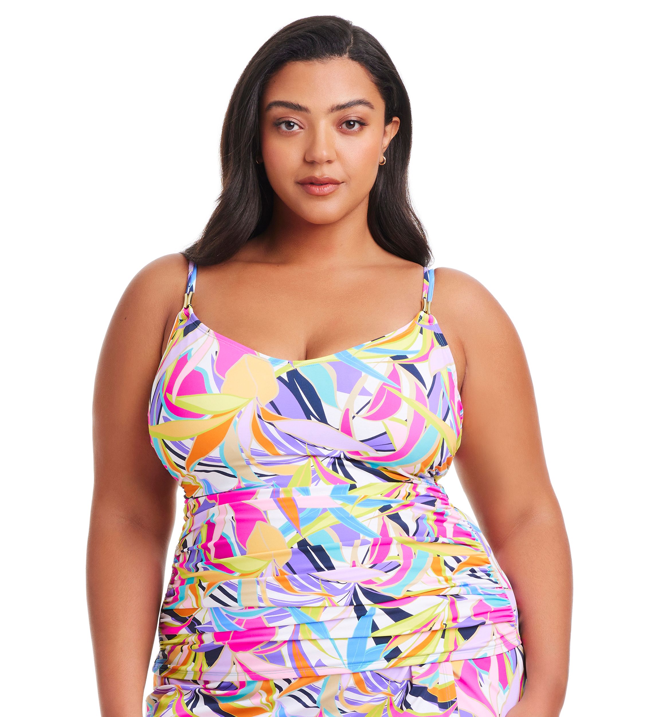 Plus Size Living Color Tankini Swim Top