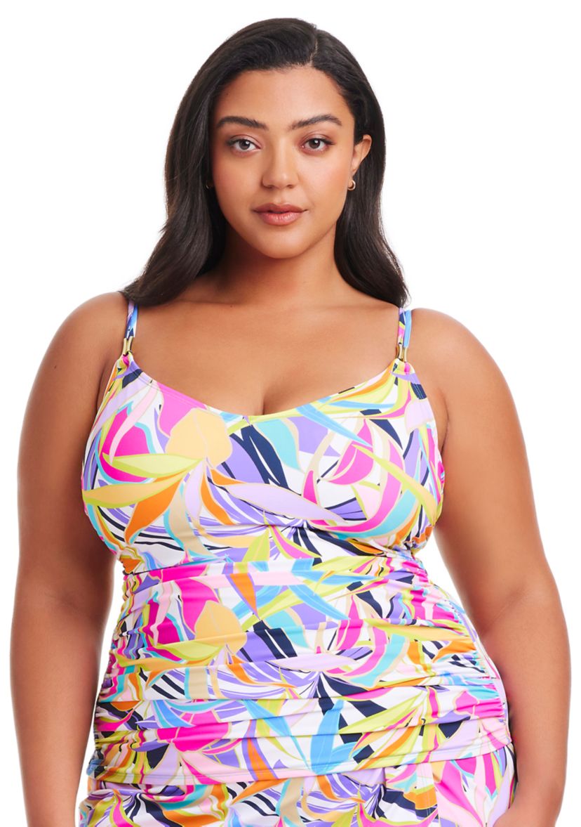 Plus Size Living Color Tankini Swim Top