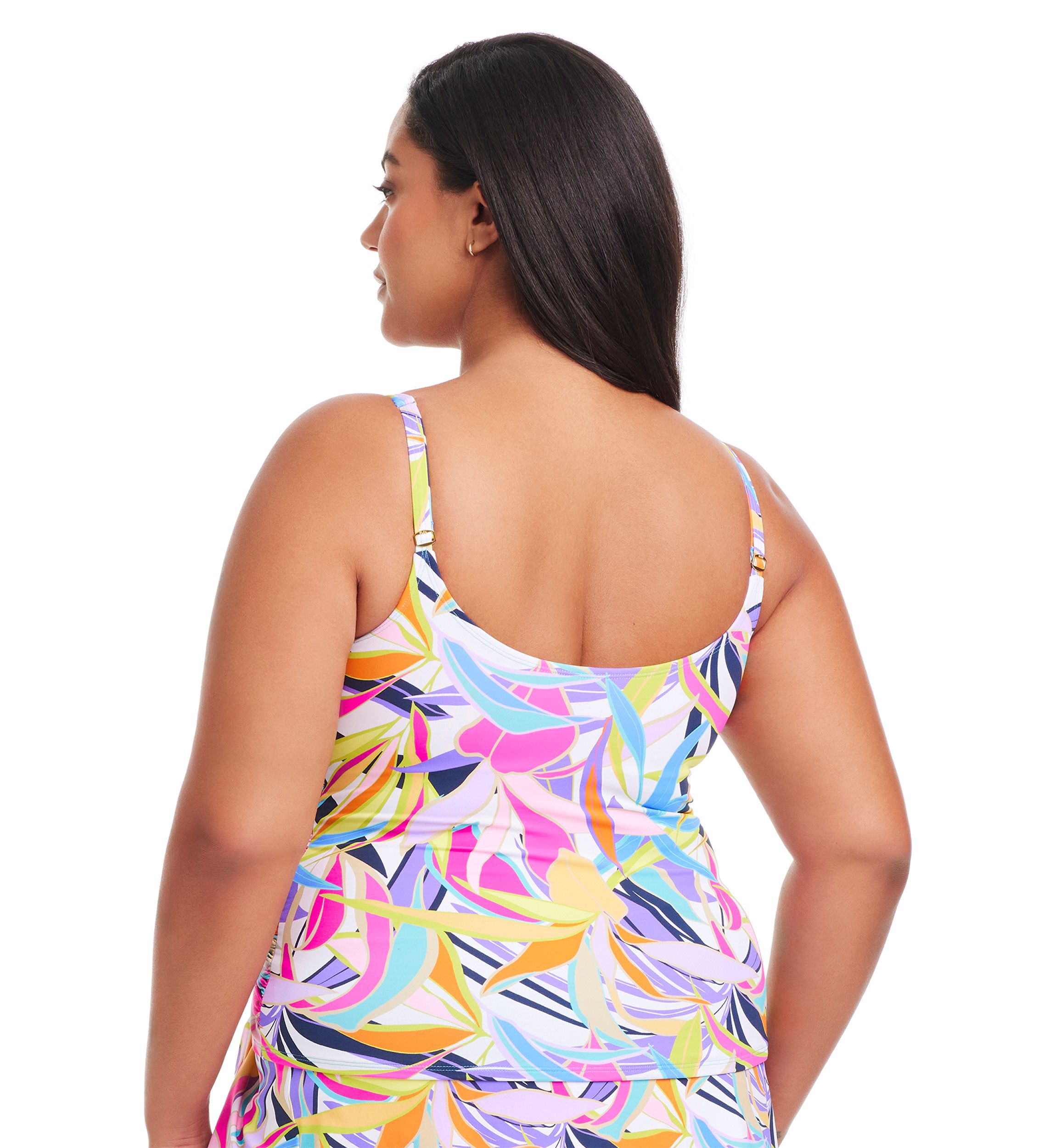 Plus Size Living Color Tankini Swim Top