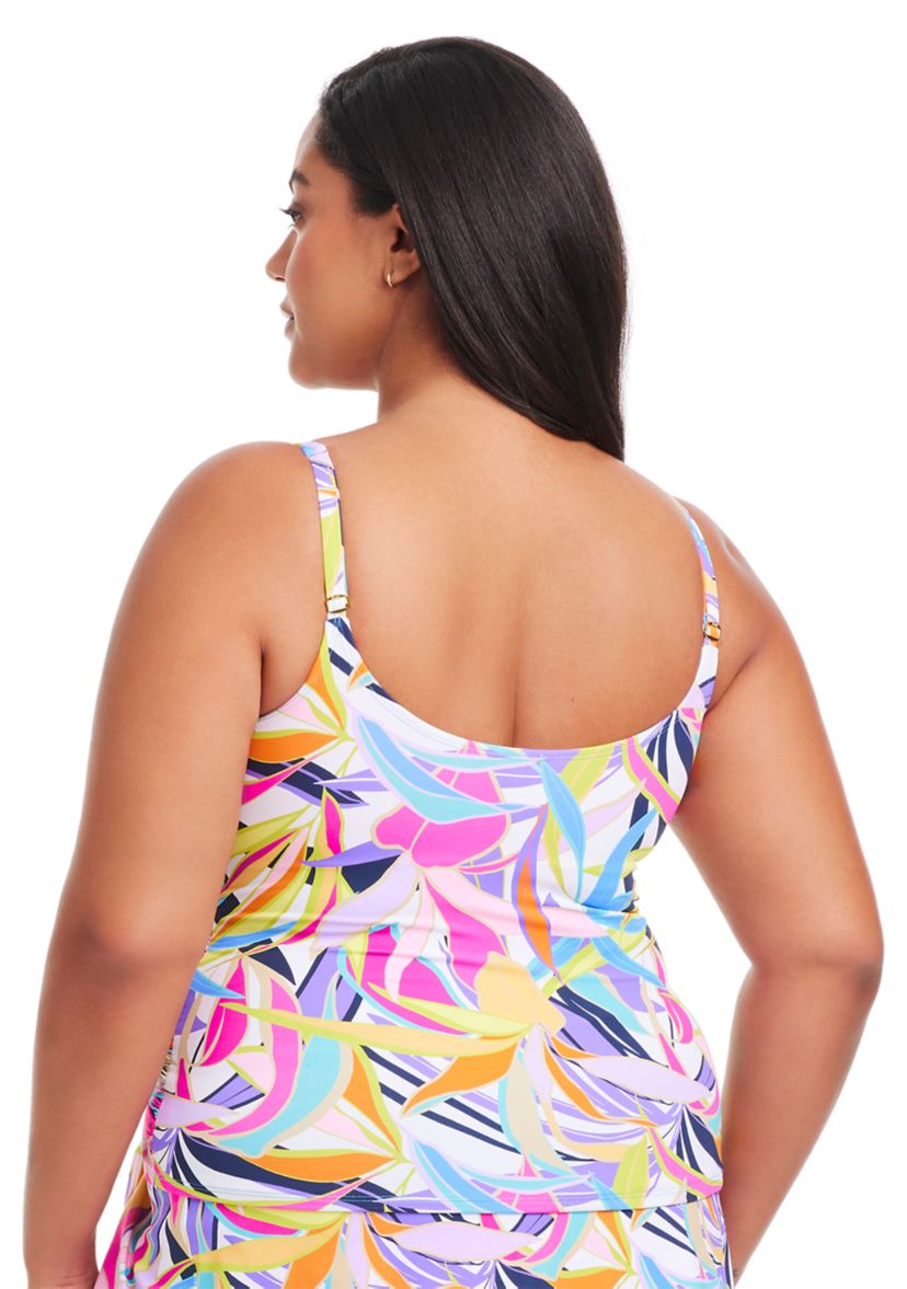 Plus Size Living Color Tankini Swim Top