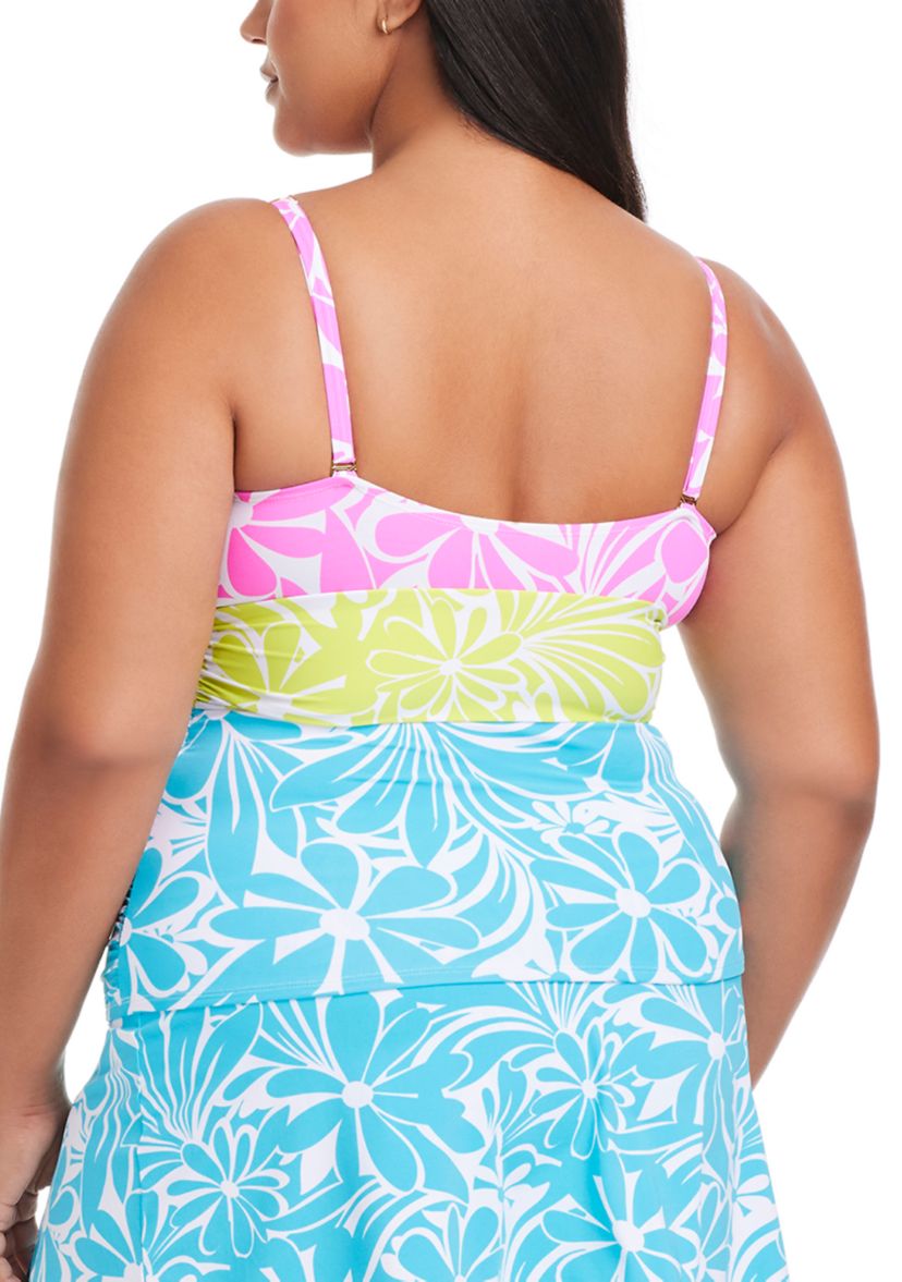Plus Size Sock It To Me Plunge Tankini Swim Top