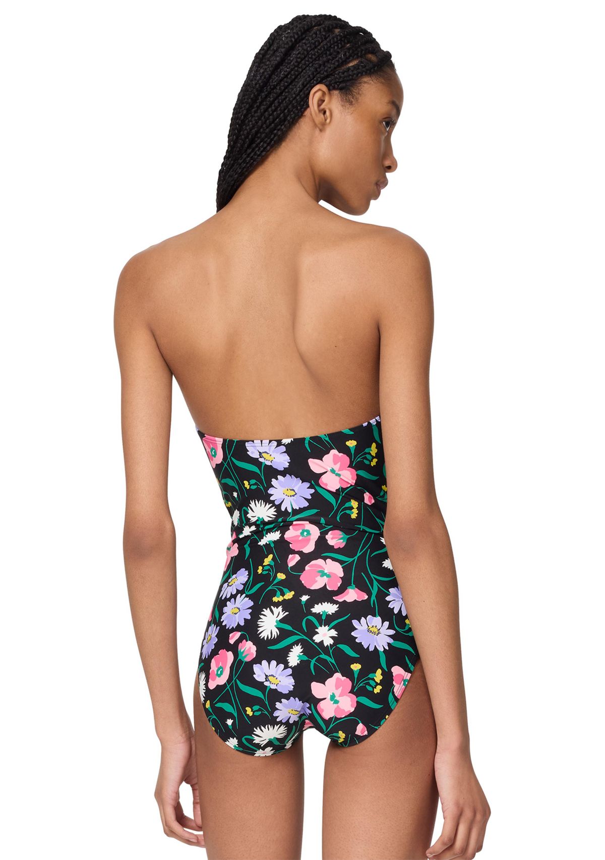 Floral Bandeau Cut Out One Piece Swimsuit